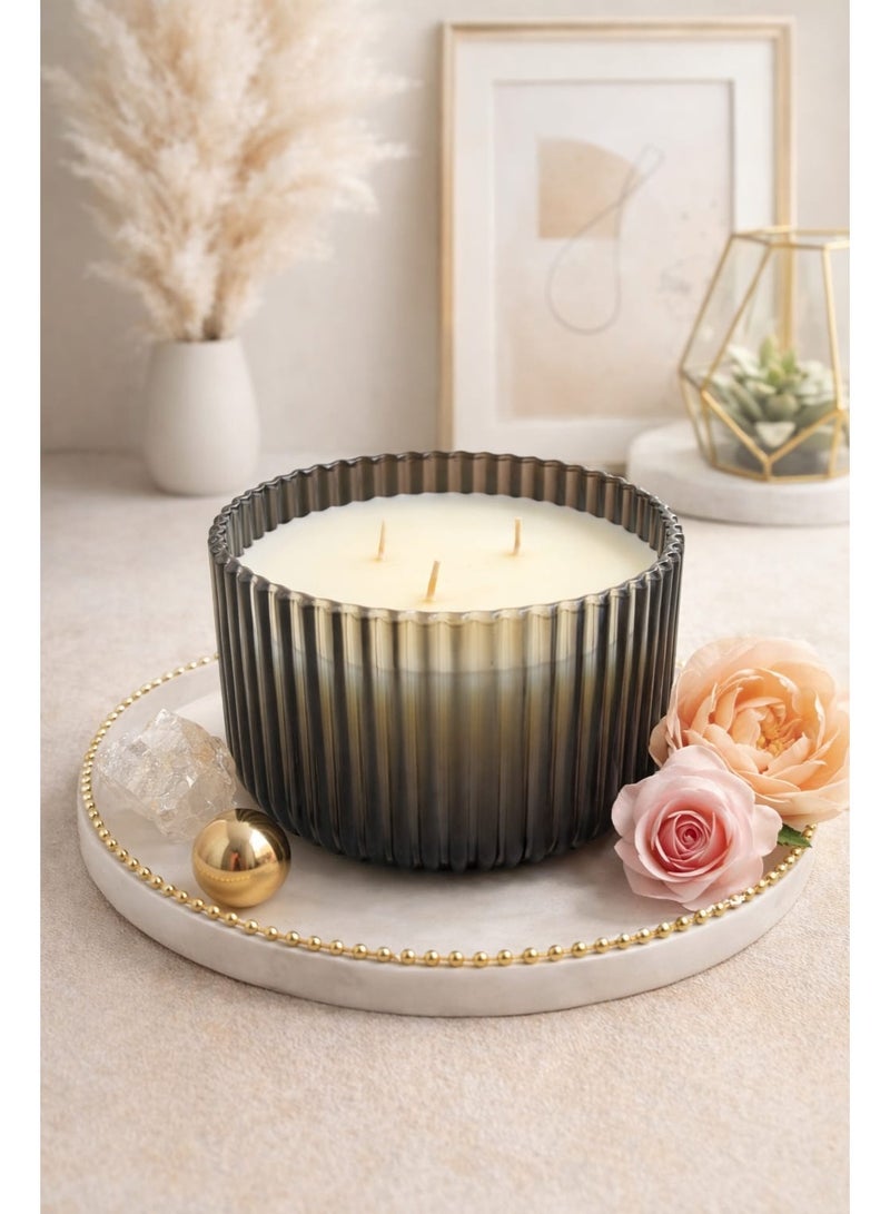 أروما شموع معطرة فاخرة  3 فتلات رائحة الزهور - Image 2